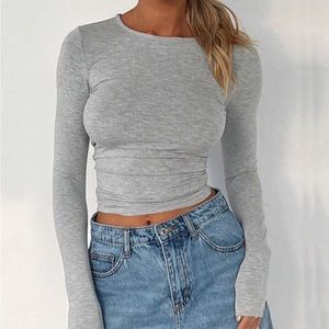 🩶 SHEIN WOMENS CROPPED LONG SLEEVE SHIRT 🩶